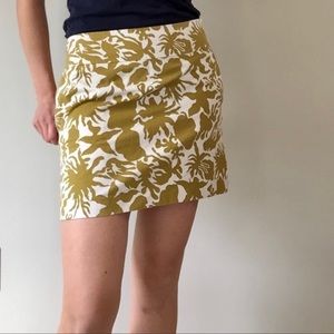 J. Crew cotton skirt mustard yellow print size 8